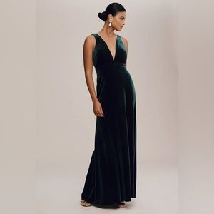 Jenny Yoo Logan Deep V Velvet Column dress